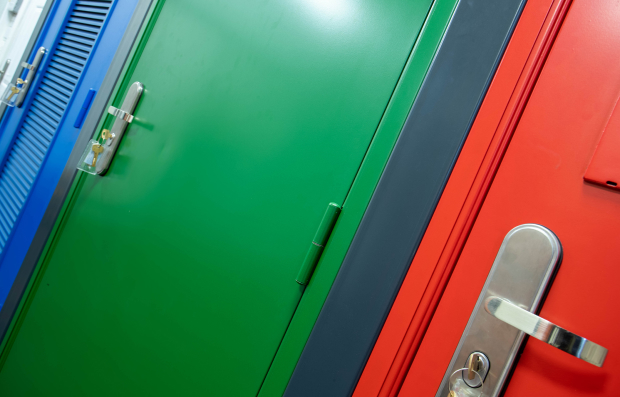 Red Blue and Green Steel Security Door